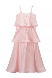 Light Pink Tiered Ruffle A-line Dress