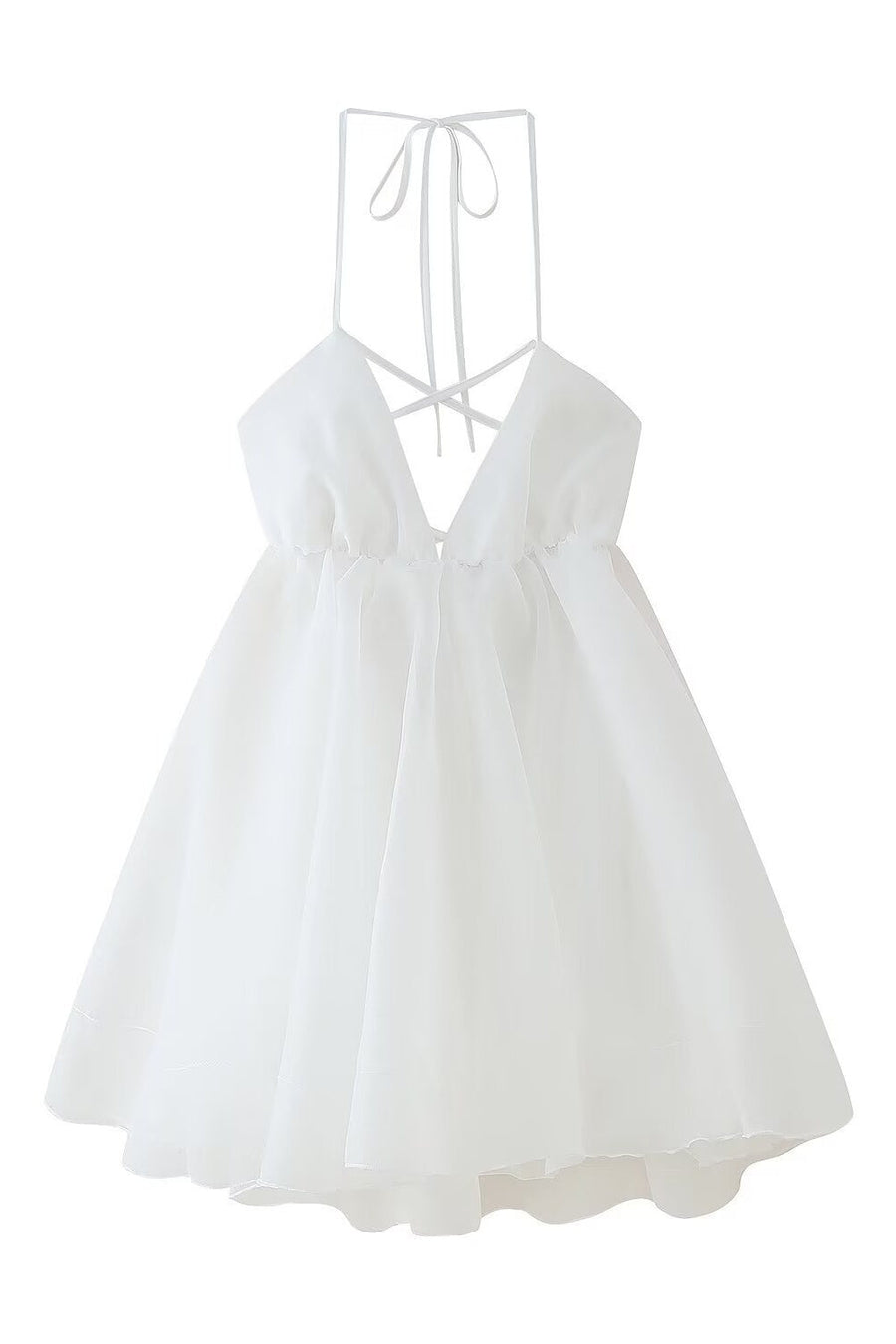 Blue V Neck A-line Short Dress