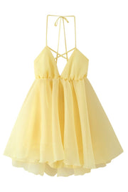 Blue V Neck A-line Short Dress