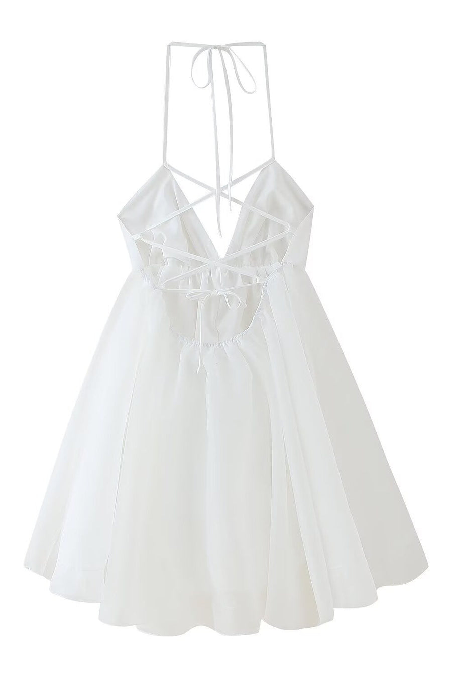 Blue V Neck A-line Short Dress