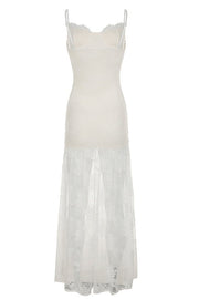 Black Lace Straps Sheer Long Dress