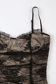 Black Lace Straps Sheer Long Dress