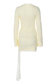 Long Sleeves Yellow Lace Tight Dress