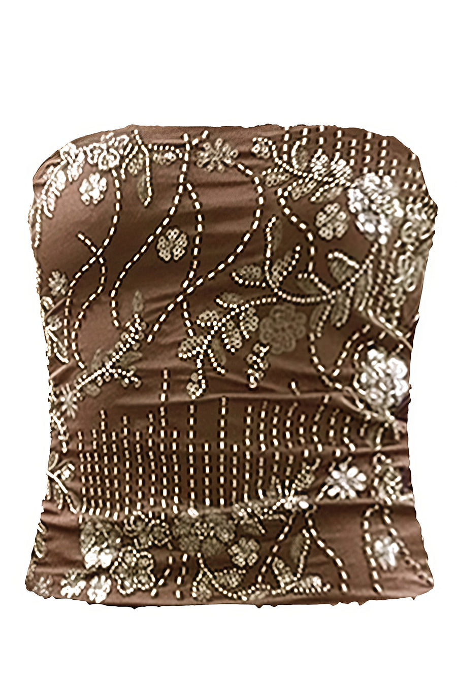 Pink Sequin Strapless Crop Top