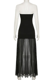 Strapless Pink Sheer Long Dress