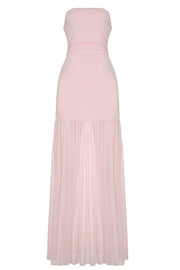 Strapless Pink Sheer Long Dress