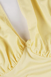 Halter Yellow A-line Short Bubble Dress