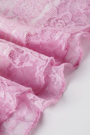 Pink Lace Straps Fitted Long Dress