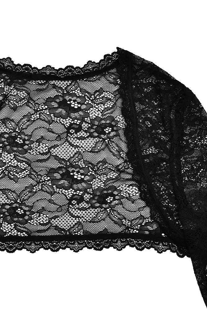 Two Piece Sweet Black Lace Fitted Long Dress