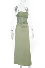 Sage Green Straps Fitted Long Dress