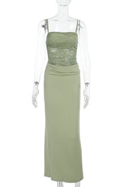 Sage Green Straps Fitted Long Dress