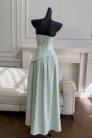 Mint Green Halter Tie Strapless Long Dress