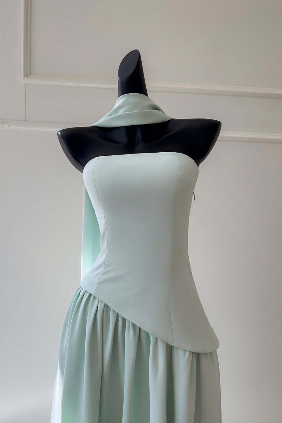 Mint Green Halter Tie Strapless Long Dress