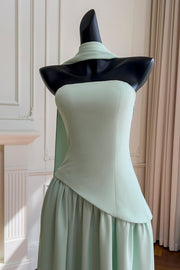 Mint Green Halter Tie Strapless Long Dress