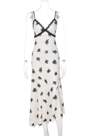 Straps White Black Print French Dress