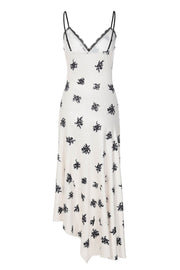 Straps White Black Print French Dress