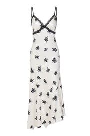 Straps White Black Print French Dress