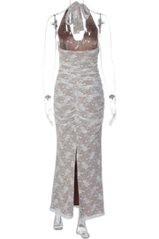 White Lace Mermaid Long Party Dress