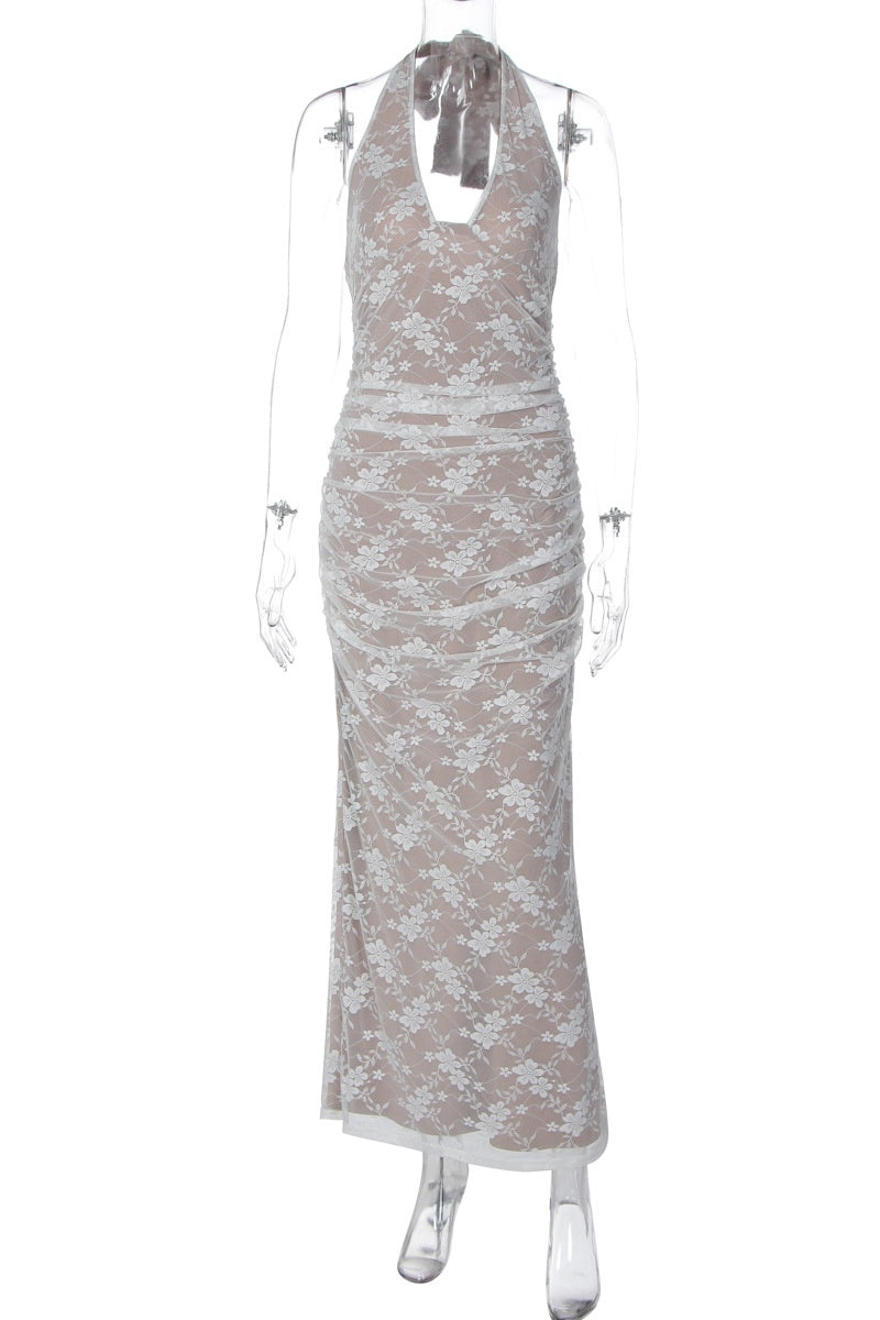 White Lace Mermaid Long Party Dress