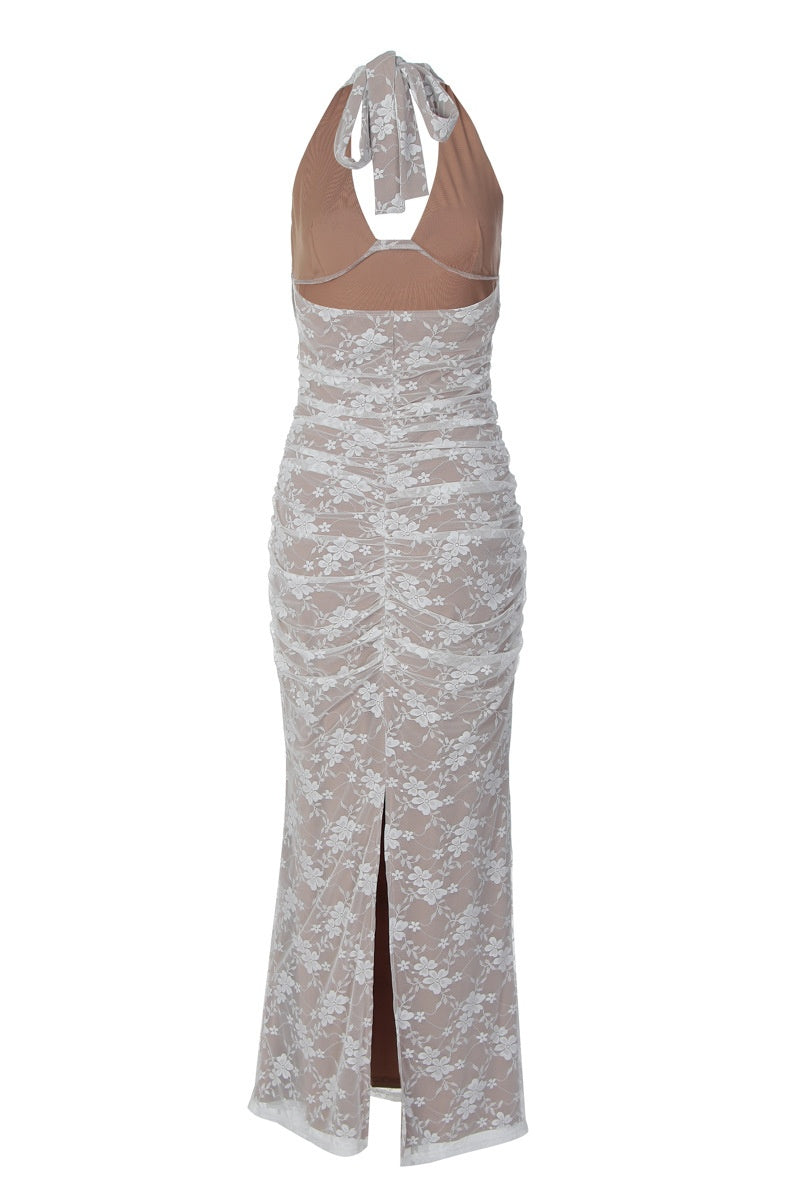 White Lace Mermaid Long Party Dress