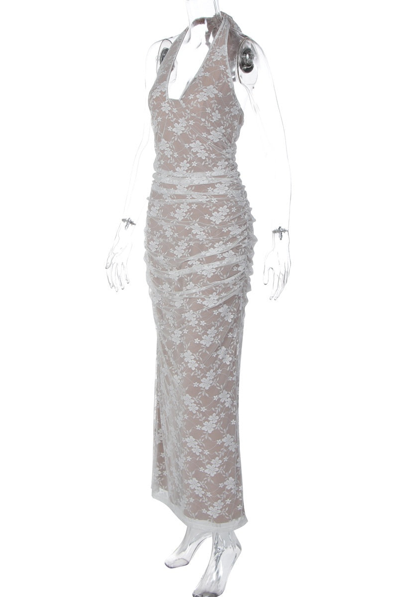White Lace Mermaid Long Party Dress