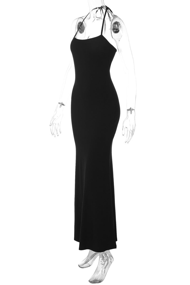 Halter Black Tight Long Dress