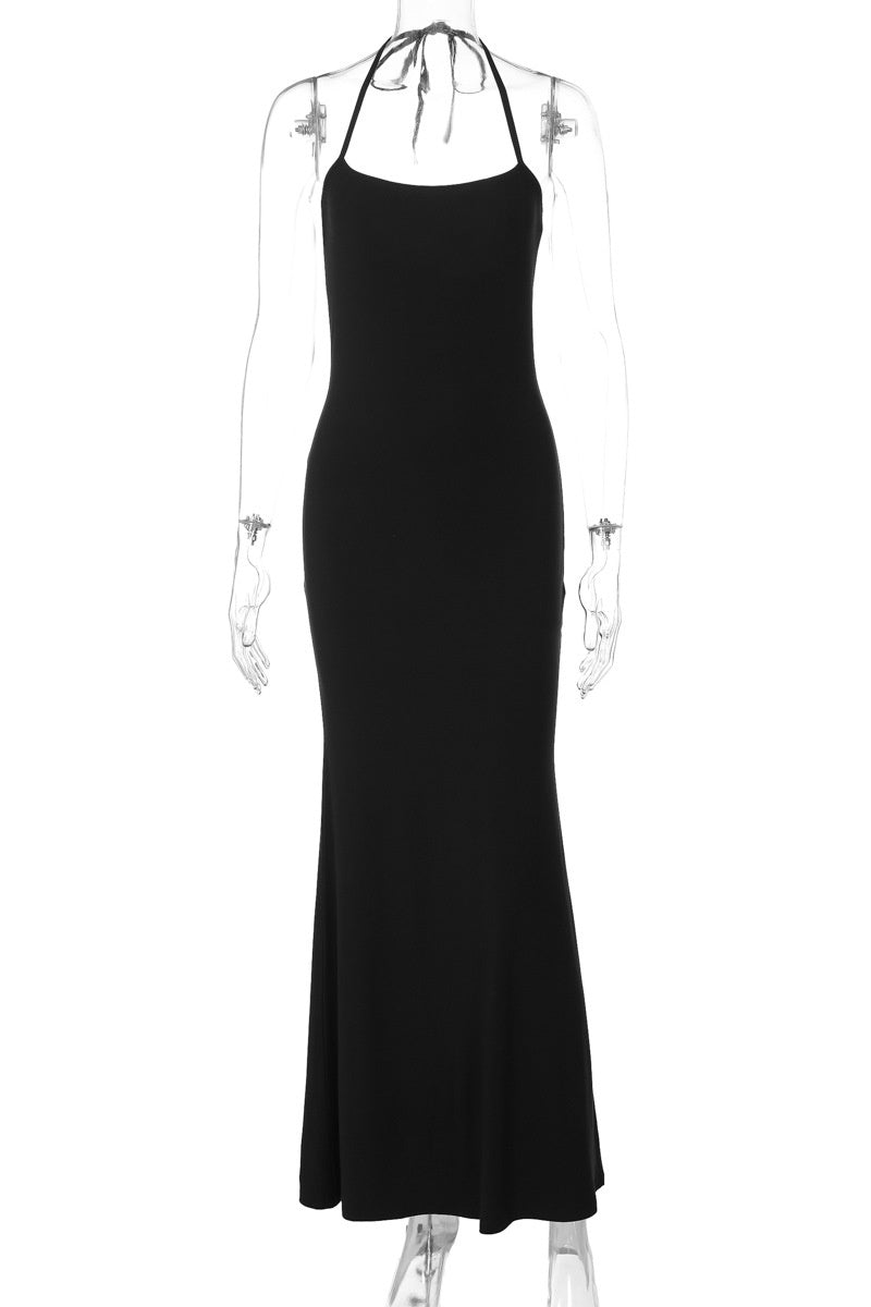 Halter Black Tight Long Dress
