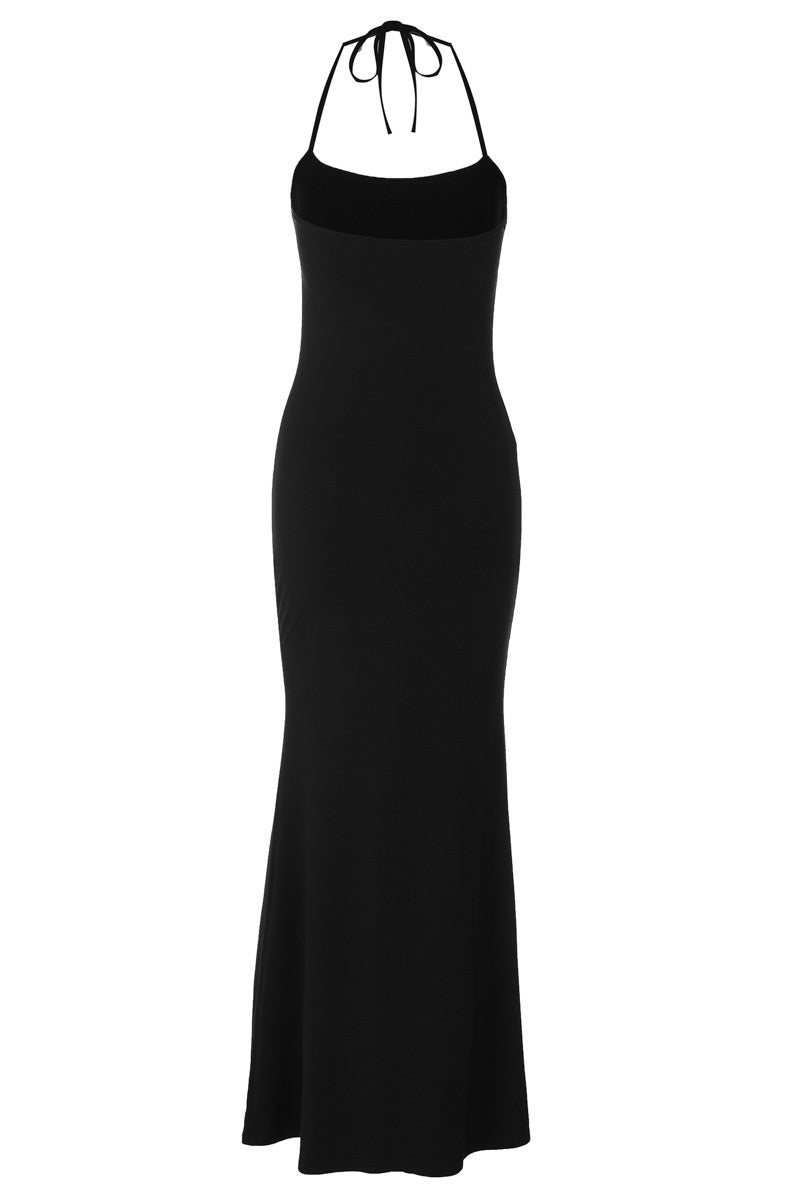 Halter Black Tight Long Dress