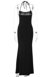 Halter Black Tight Long Dress