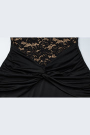 Halter Lace Black Twist Fitted Dress