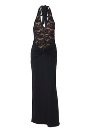 Halter Lace Black Twist Fitted Dress