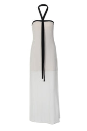 Black Halter White Chiffon Long Dress