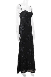 Black Straps Mermaid 3D Flower Dress