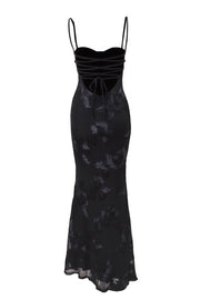 Black Straps Mermaid 3D Flower Dress