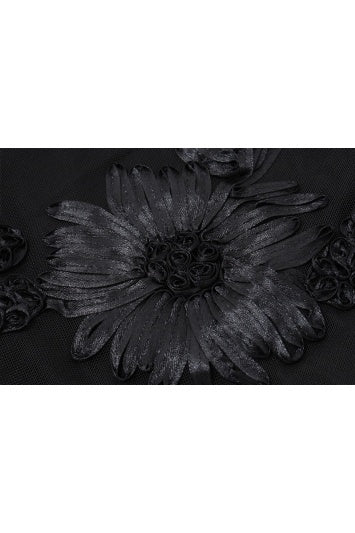 Black Straps Mermaid 3D Flower Dress