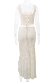 Two Piece Ivory Lace Mermaid Dress