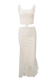 Two Piece Ivory Lace Mermaid Dress