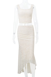 Two Piece Ivory Lace Mermaid Dress
