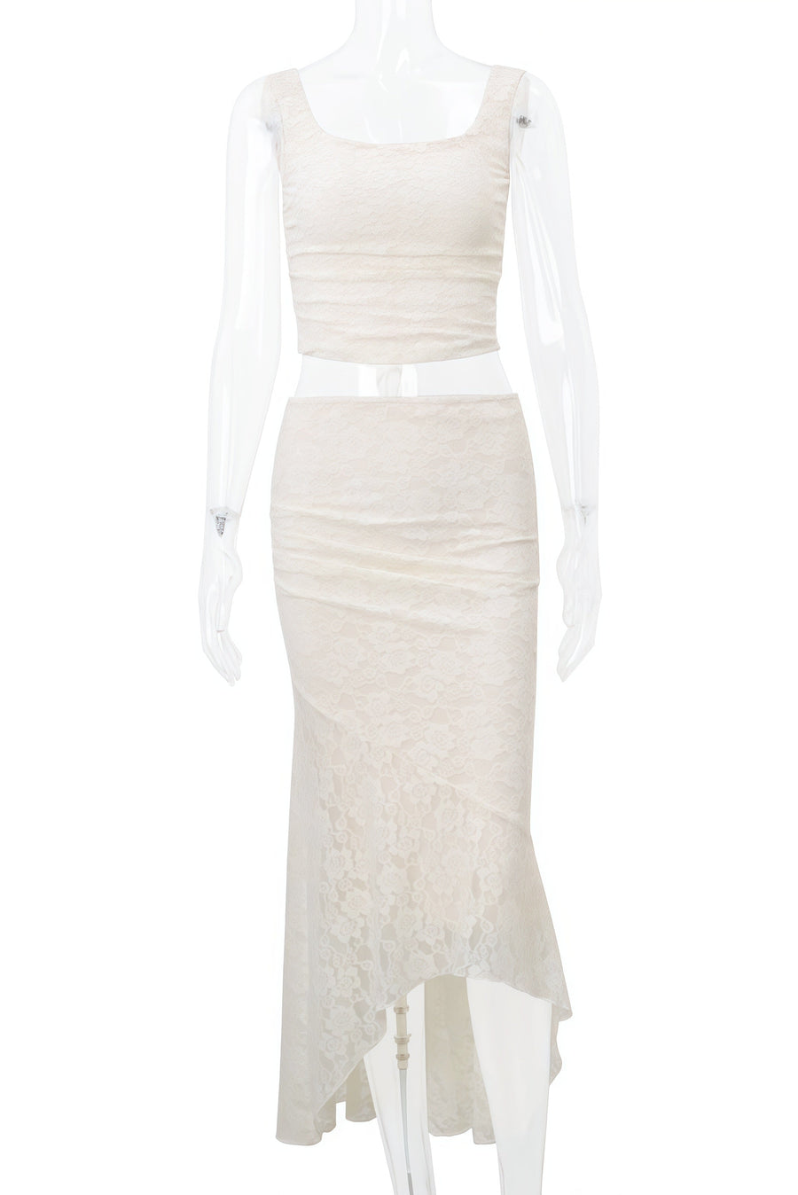 Two Piece Ivory Lace Mermaid Dress
