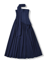 Side Slit Halter Tie Strapless Long Dress