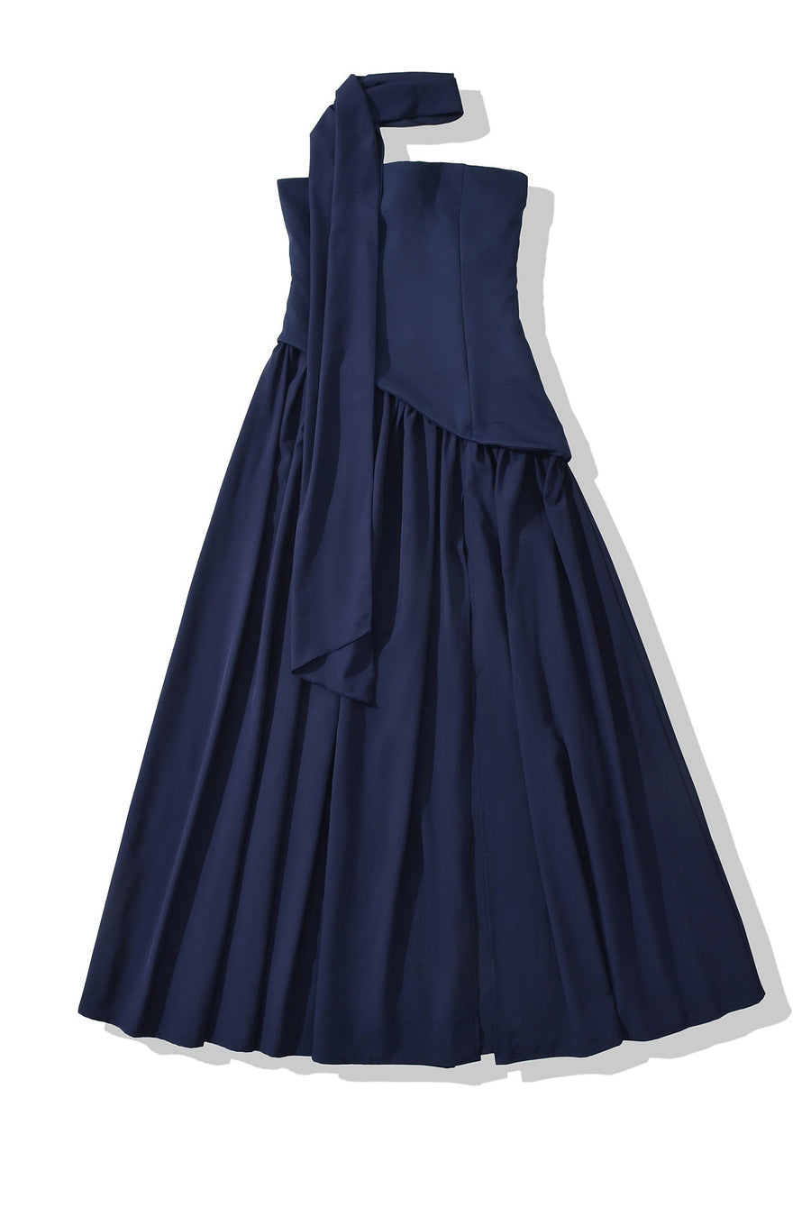 Side Slit Halter Tie Strapless Long Dress