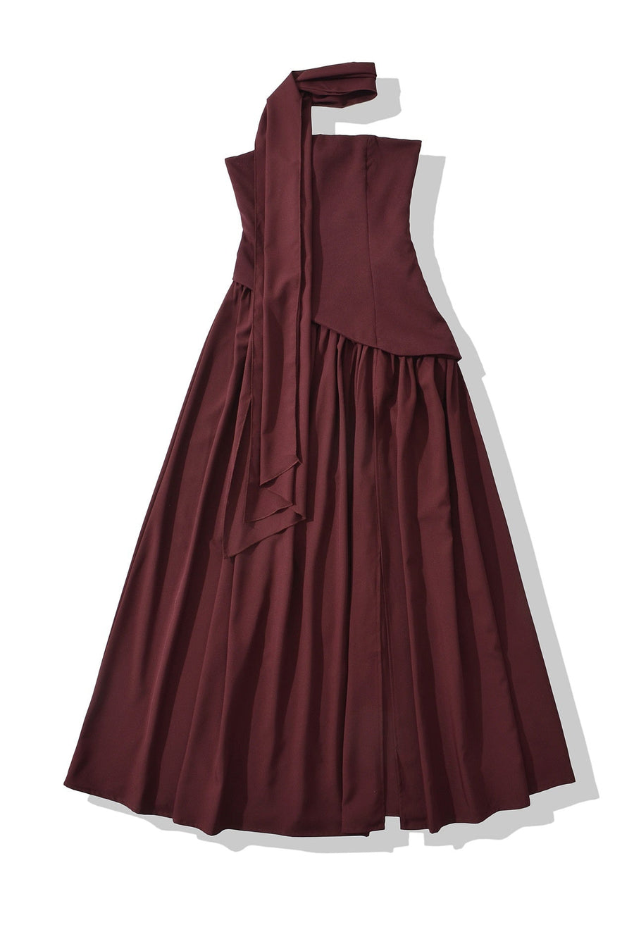 Side Slit Halter Tie Strapless Long Dress