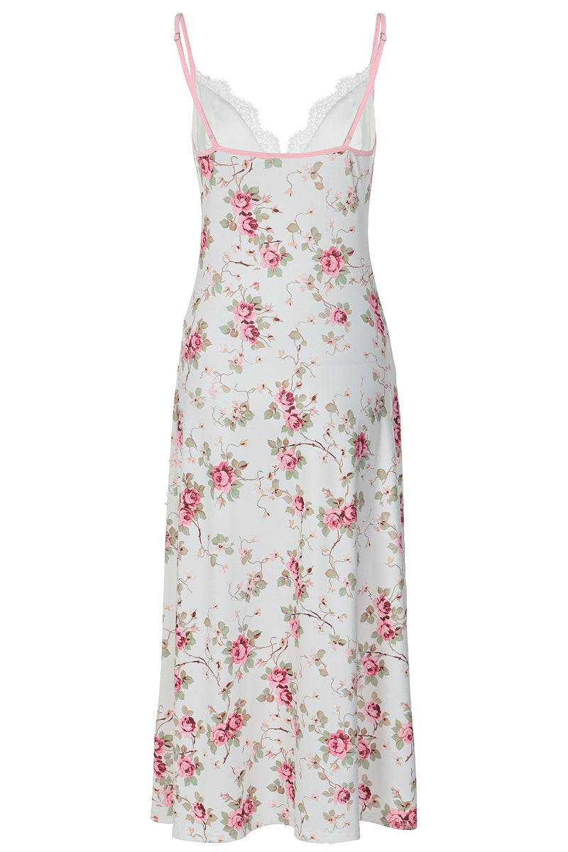 Straps Floral Fitted Long Maxi Dress
