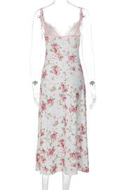 Straps Floral Fitted Long Maxi Dress