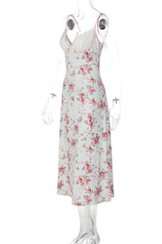 Straps Floral Fitted Long Maxi Dress