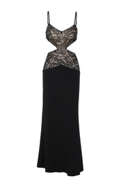 Black Lace Cutouts Fitted Long Dress