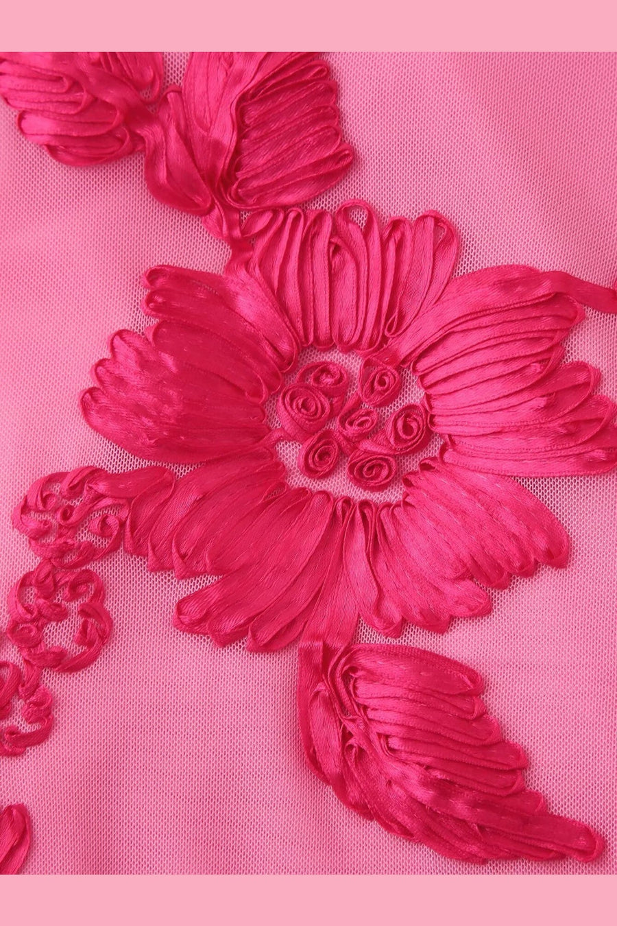 Straps Hot Pink Floral Fitted Long Dress