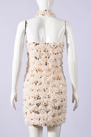 Apricot Halter Velvet Tight Mini Dress