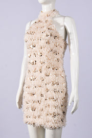 Apricot Halter Velvet Tight Mini Dress