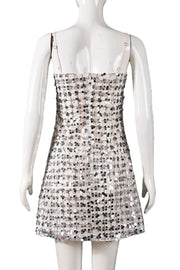 Silver Sequin Straps A-line Short Dress